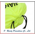 Fluorescent Yellow Drawstring Bag with Reflective Banner