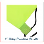 Fluorescent Yellow Drawstring Bag with Reflective Banner