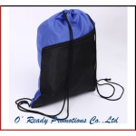 Drawstring Backpack with Zipper Front Bag