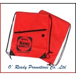 Promotional Red Drawstring Bag with Zipper Front Bag