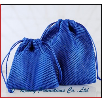Small Mesh Drawstring Bags Blue