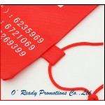 Red Drawstring Bag with Handles Non-woven Fabric