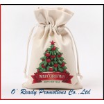 Small Cotton Christmas Gift Drawstring Bag
