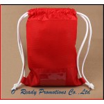 Red Mesh Drawstring Bags with Clear Window