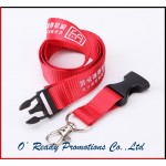 Silkscreen Printing Red Lanyard with Safety Buckle